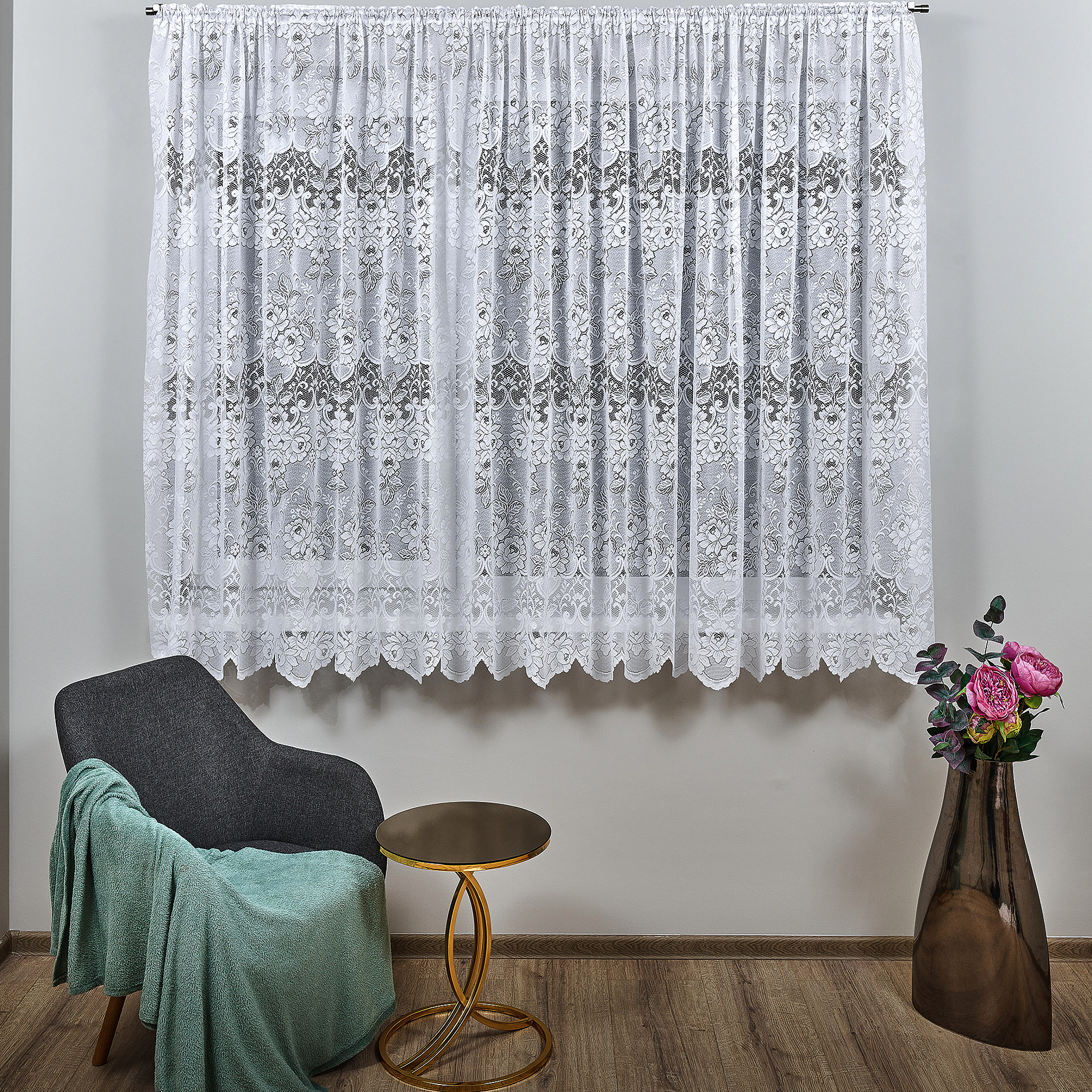 5464-1.8N_6 Perdea Albă Pașcani-Perfecțiune Florală - imagine 1